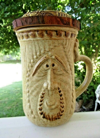 Birdhouse ceramic mug bird house tall tankard funny face rustic hand crafted Cover