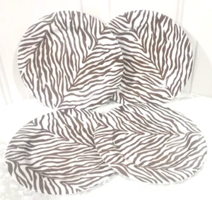 Home Wear Brown/White Animal Mix 8" Round Salad Plate Lot Of 4 - Picture 1 of 4