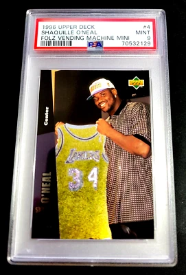 RARE    PSA 9 MINT UD Folz Minis VENDING MACHINE 1996 Foil Shaquille #4 G4531-38 - Image 1 of 4
