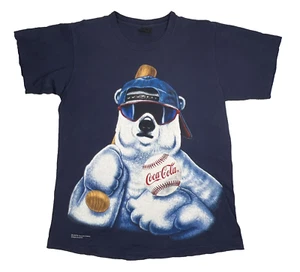 Camiseta De Colección 95 Coca Cola Adulto L Azul Oso Polar Béisbol Puntada Única Gráfico - Imagen 1 de 8