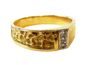DIAMOND 14K YG Ring SIGNED Vintage - Picture 1 of 7