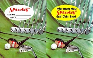Tarjeta de intercambio publicitaria de palos y bolas de golf Spalding - Imagen 1 de 2