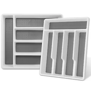 iMountek 2Pc Silverware Organizer Utensil Flatware Kitchen Drawer Storage Tray - Picture 1 of 10