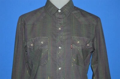 CAMISA VAQUERA VINTAGE AÑOS 80 LEVIS WESTERN PERLA A PRESIÓN A CUADROS ROJA PESTAÑA 8 Foto 1 de 4