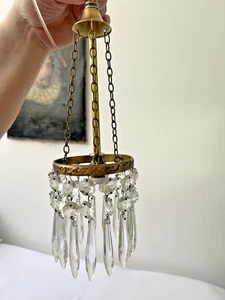 Vintage Chandelier French  Bronze & Crystal Ceiling Light Boudoir Lamp - Picture 1 of 6