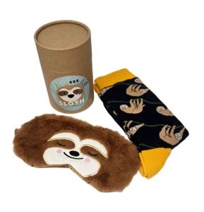 Lazy SLOTH Set Regalo Uomo Coppia Calzini Cotone Soffice Maschera Occhi per Lui Ragazzi Regali - Foto 1 di 18