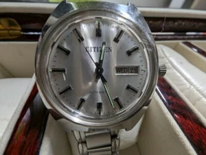 Vintage Citizen Automatic Day Date Silver Dial Wristwatch - SS Bracelet GUC - Picture 1 of 8
