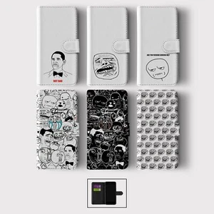 CASE FOR IPHONE 16 16E 15 14 12 SE WALLET FLIP PHONE COVER MEME FACES INTERNET - Picture 1 of 8