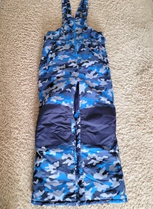 Amazon Essentials Boys Size 11-12yrs Water Resistant Snow Bib Overalls Blue Camo - Picture 1 of 12