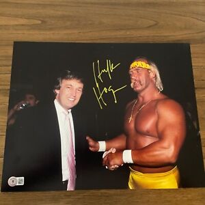 Hulk Hogan Signed 11x14 Photo With Donald Trump Autographed Beckett COA MAGA USA