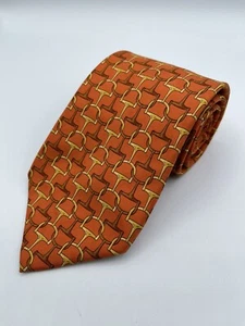 BROOKS BROTHERS made in USA Silk Mens Tie Orange Geometric 58”x 3.75” - Picture 1 of 5