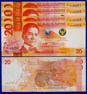 Philippines 20 Peso (2022) P-W230 UNC - New Logo Seal Type 7 - Lot of 5 Notes - Picture 1 of 2