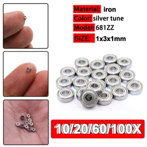 10/20/60/100PCS 681ZZ Mini Roller Bearings Metal Shielded Ball Bearing 1X3X1mm - Picture 1 of 12