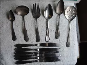 SILBERBESTECK KONVOLUT ONEIDA ROGERS US MILITARY USCO SERVIERLÖFFEL MESSER GABEL SCHÖPFKELLE - Bild 1 von 5