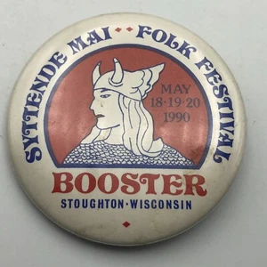 1990 Vintage Stoughton Wisconsin SYTTENDE MAI Folk Festival Button Pin Pinback P7 - Bild 1 von 12