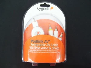 CYGNETT IPOD VIDEO RETRACTABLE AV CABLE RCA TV HEADPHONE 3.5MM AUX 82CM CY-A-RVC - Picture 1 of 12