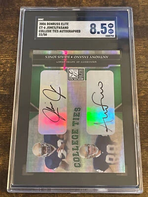 2006 Donruss Elite Jones/Fasano Notre Dame College Ties Auto #22/50 - Sgc 8.5! - Image 1 of 3