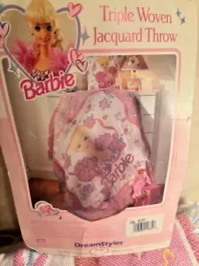 Barbie Woven Jacquard Throw Blanket Pink 50x60 NEW - Picture 1 of 5