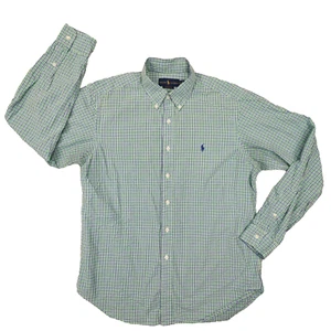 Ralph Lauren Men's Classic Fit Green Royal Blue Check Button Up Shirt size Large - Picture 1 of 8
