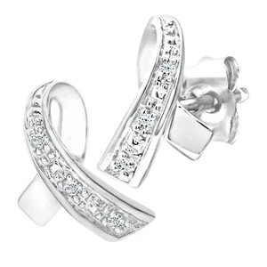 9ct White Gold Diamond Kiss 1cm Height Stud Earrings by Naava - Picture 1 of 6
