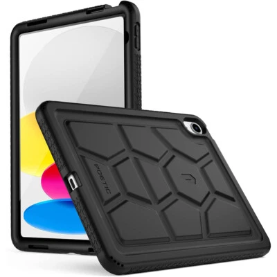 For iPad 10.9 2022 Case | Poetic Heavy Duty Silicone Shockproof Cover Black - Image 1 of 4
