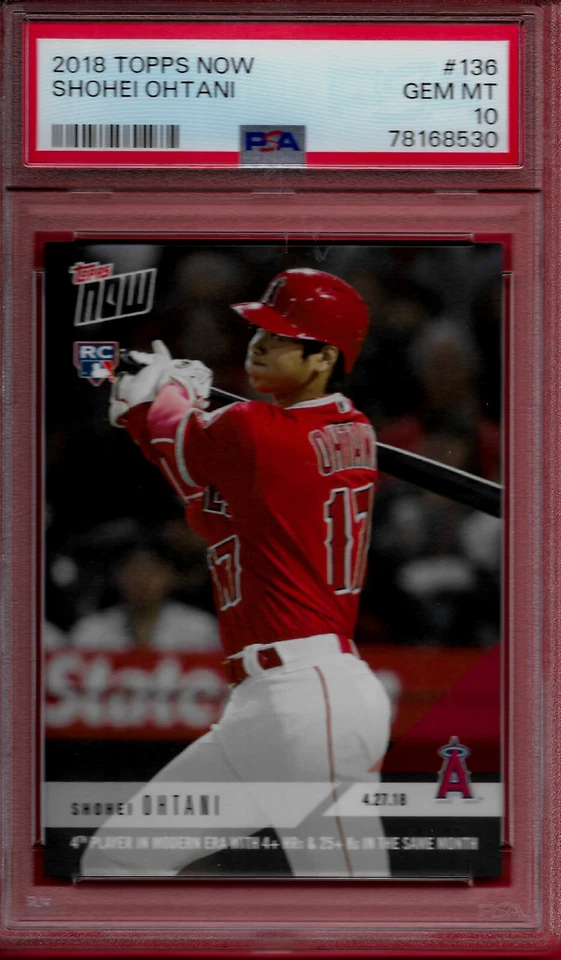 2018 Topps Now #136 Shohei Ohtani (ROOKIE CARD)  PSA 10 GEM MINT $$$$$ - Image 1 of 2
