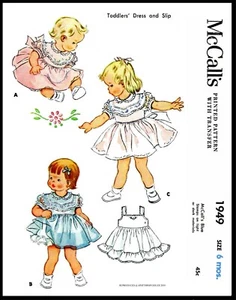 McCall's #1949 Fabric Sewing Pattern SHEER Dress Frock & Slip Baby Doll 6mth / 1 - Picture 1 of 4