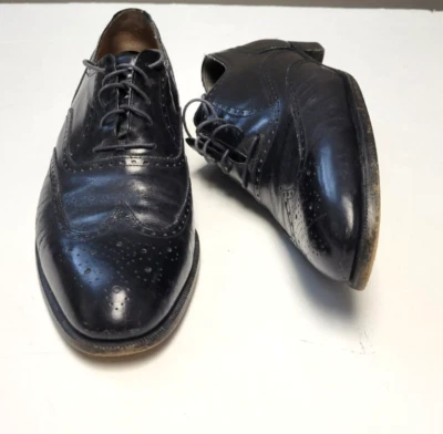 SALVATORE FERRAGAMO Leather Lace Wing Tip Dress Shoes Men's 11.5 A Black ITALY - Image 1 of 4