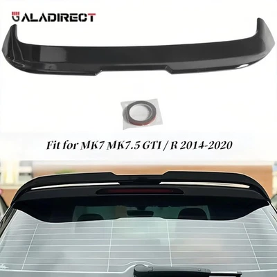 For Golf7 MK7 MK7.5 GTI GTD R 2014-2020 Glossy Black Rear Roof Spoiler Wing ABS - Image 1 of 4