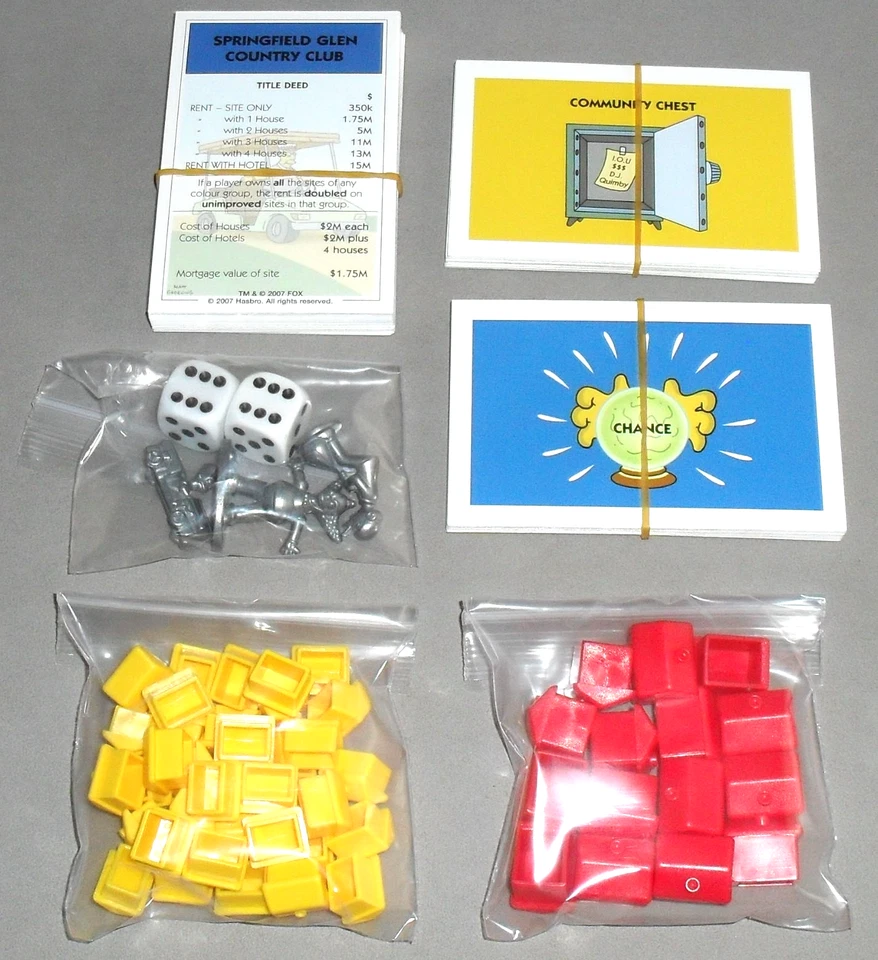 Simpsons Monopoly Board Game Parker Cards Houses Hotels SPARE PARTS 2007 RETRO - Image 1 of 1