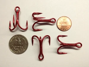 (25) VMC 4X OSHAUGHNESSY TREBLE HOOKS (SIZE 1/0) TIN RED (9626TR) BULK 9626 TR - Picture 1 of 4