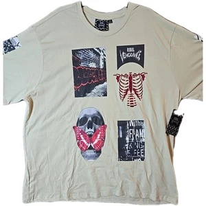 Rebel Vengeance Mens Graphic T-shirt 4XL Cream - Picture 1 of 11