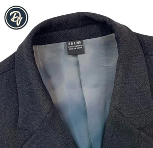 Mens 46 L  Saks Fifth Avenue 100 % Cashmere Charcoal Grey Herringbone Over Coat - Picture 1 of 13