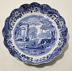 Spode Blue Italian 8 1/2" Scalloped Serving Bowl Fluted Design - Imagen 1 de 8