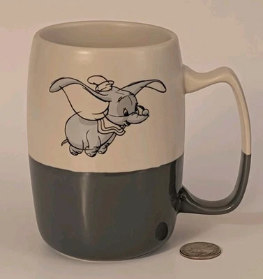 Auténtica taza de café Dumbo Disney esmaltada por inmersión de 5 pulgadas de alto blanca y azul-gris Foto 1 de 4