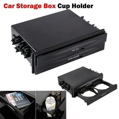 Double Din Radio Installation Pocket Cup Holder Storage Box For Car Accessory -- - Image 1 of 4