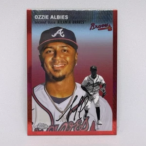 2023 Topps Chrome Platinum Ozzie Albies Braves Color Match RED PRISM SSP ~ / 5 - Picture 1 of 2