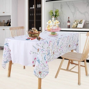 Tablecloth 84x60 Floral Polyester Machine Washable Rectangular Party Durable - Picture 1 of 6