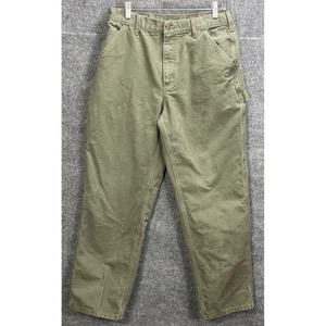 Vintage Carhartt Pants 33x32 (33x30) Moss Carpenter Dungaree Canvas Duck B11 MOS - Picture 1 of 8
