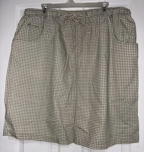 Blassport Woman Tan & White Checkered Drawstring Skirt - 5 Pocket - Women's 20W - Picture 1 of 4