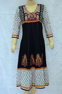 Indian Embroidered Beautiful Designer Cotton Tunic Dupion Kurti Top Women Dress - Picture 1 of 4