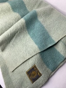 Early's Witney Point Wool Blanket Green Stripes Vintage 50's Made in England - Picture 1 of 11