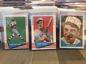 1960 FLEER BASEBALL GREATS #1 NAP LAJOIE & 1961 Fleer (Goslin And Baker) 3 Cards - Picture 1 of 2
