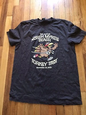 Turkey Trot North Myrtle Beach Race Thanksgiving Day T-Shirt Size L Brown Men - Image 1 of 4