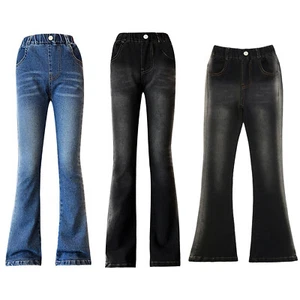 Kids Girls Trousers School Jeans Outdoor Pants Fashion Bell-Bottoms Daily Home - Picture 1 of 28