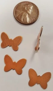 12 VINTAGE BUTTERFLY FLAT 15mm. COPPER COATED STEEL STAMPING FINDINGS N54  - Picture 1 of 2