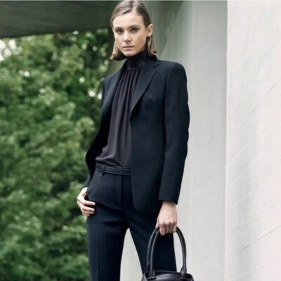 Chaqueta Blazer Akris Pentagon Doble Cara Lana Sencillo Pecho Carrera Negra 18 Foto 1 de 4