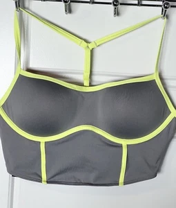 Victoria’s Secret Pink Active Ultimate Push-Up Corset Sports Bra Gray/Yellow SzM - Picture 1 of 11