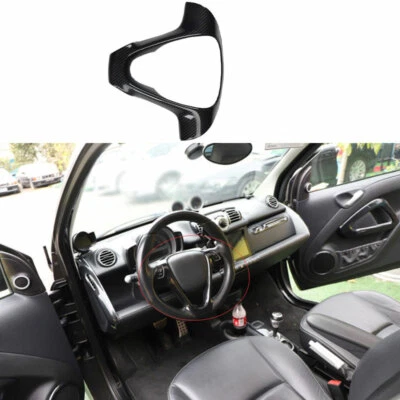 Decoração de capa de quadro de volante de fibra de carbono ABS para Smart ForTwo 2009-2014 - Imagem 1 de 4