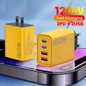 Bloc Chargeur Mural Rapide 120W 4 Ports USB C pour Tous Téléphone Portable iPad Lot - Photo 1 sur 10